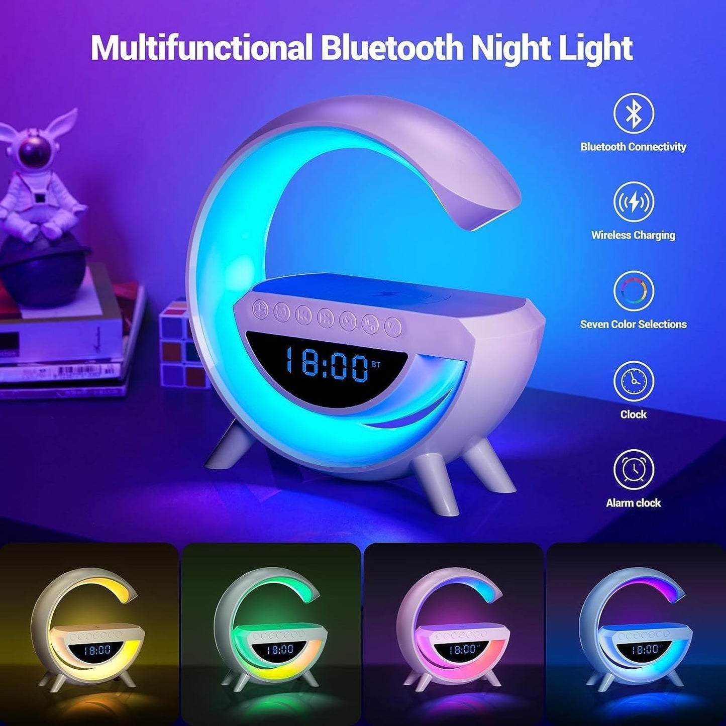 3 IN 1 MULTIFUNCTION G SHAPE LED BLUTOOTH SPEAKER WITH WIRELESD FAST CHARGER